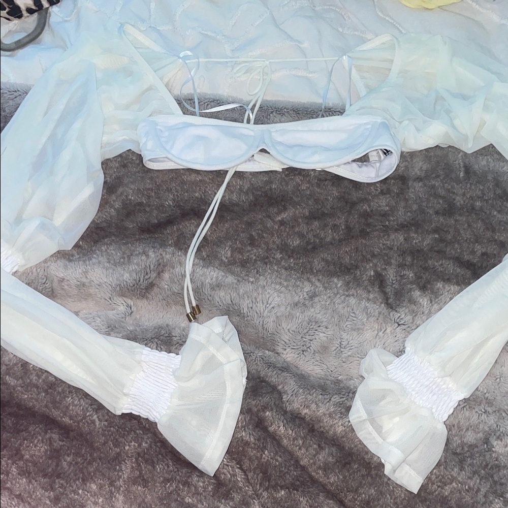 Princess Polly White Sheer Crop Top